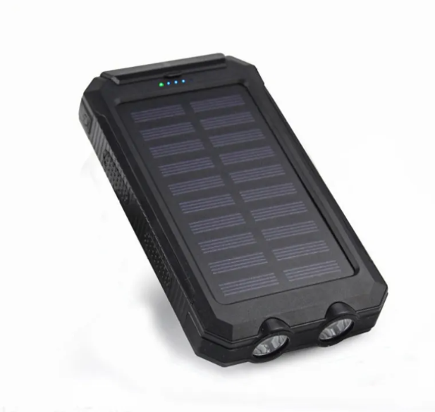 Solar Power Bank with Dual Headlights — 10000mAh or 20000mAh, LED Flashlight