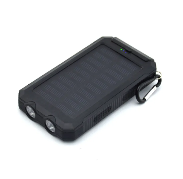 Solar Power Bank with Dual Headlights — 10000mAh or 20000mAh, LED Flashlight
